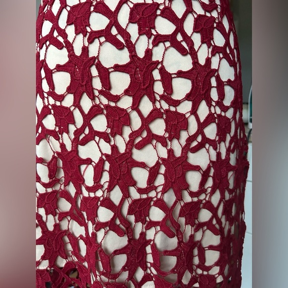 Azbro cranberry red lace overlay in high low hemline size medium - Picture 3 of 13